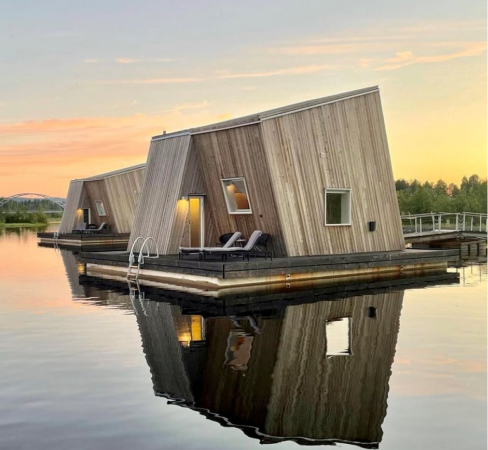 floating cabins on the water